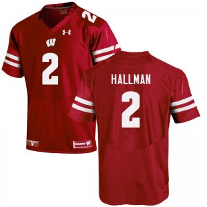 Men's Wisconsin Badgers NCAA #2 Ricardo Hallman Red Authentic Under Armour Stitched College Football Jersey YG31B70ZT